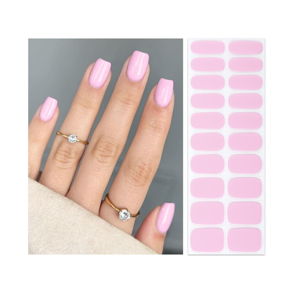 Muted Powder Semi Cured Gel Nail Strips, Long Lasting Salon Quality UV Cured Gel Nail Stickers