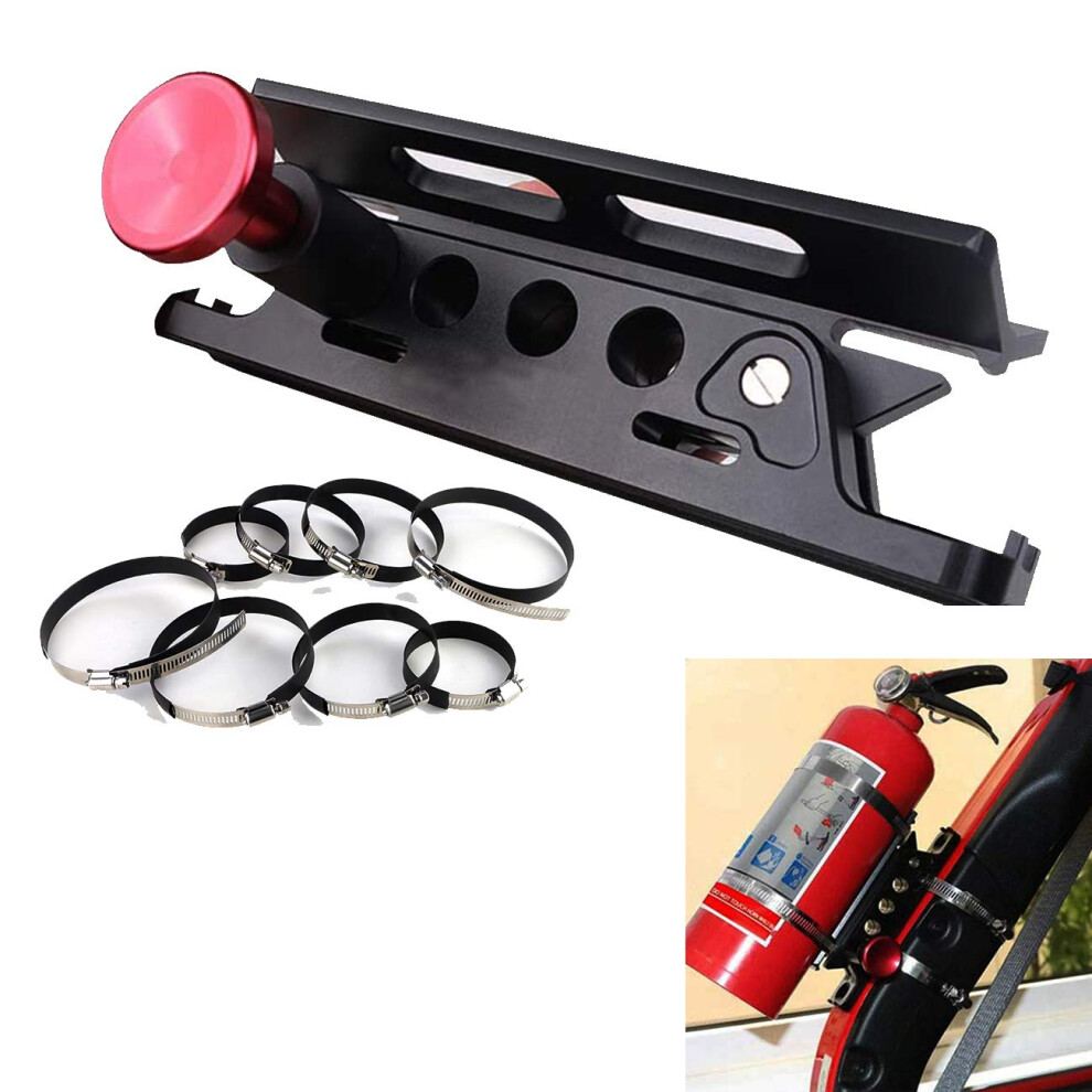 Quick Release Aluminum Fire Extinguisher Mount For Jeep Wrangler Jk Jl Utv Atv Polaris Rzr Adjustable Clamp Kit 9073542521433