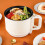 600W 1.8L Mini Electric Cooker with Steaming Basket, White 9