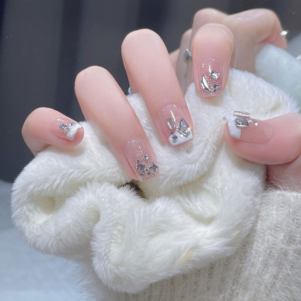 Reach-Tools Pink,White French Pink Fake Nails With White Tip - Manicure Lovers