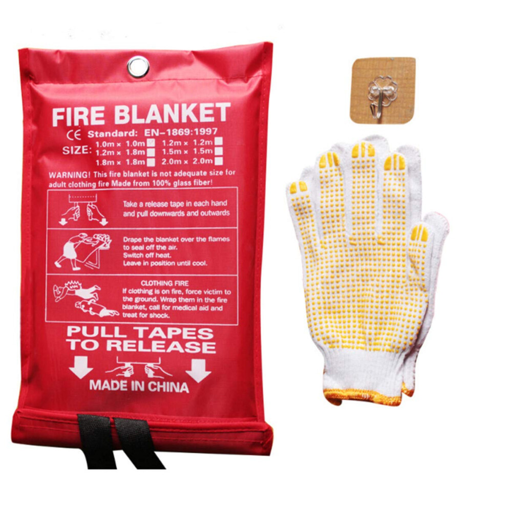 Fire Blanket 1M X 1M With Loops For Kitchen And Home, Rapid Fire Suppression, Quick Deployment Tabs 9351714733656