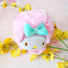 Bath Loofah Shower Puff with Cute Pink Rabbit Design for Gentle Skin Scrubbing Adults and Kids