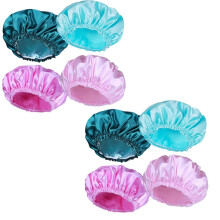 8 Pcs Shower Caps for Women, Double Waterproof Layers, Elastic Fit, Reusable Bath Hair Protection