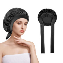 Mulberry Silk Sleep Cap for Women, 19 Momme Silk Hair Bonnet with Tie Band, AntiFrizz Protection