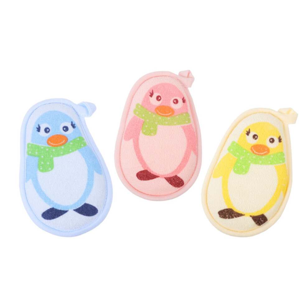 3Pcs Gentle Exfoliating Baby Bath Sponge Set with Soft Cotton Texture for Newborns and Toddlers