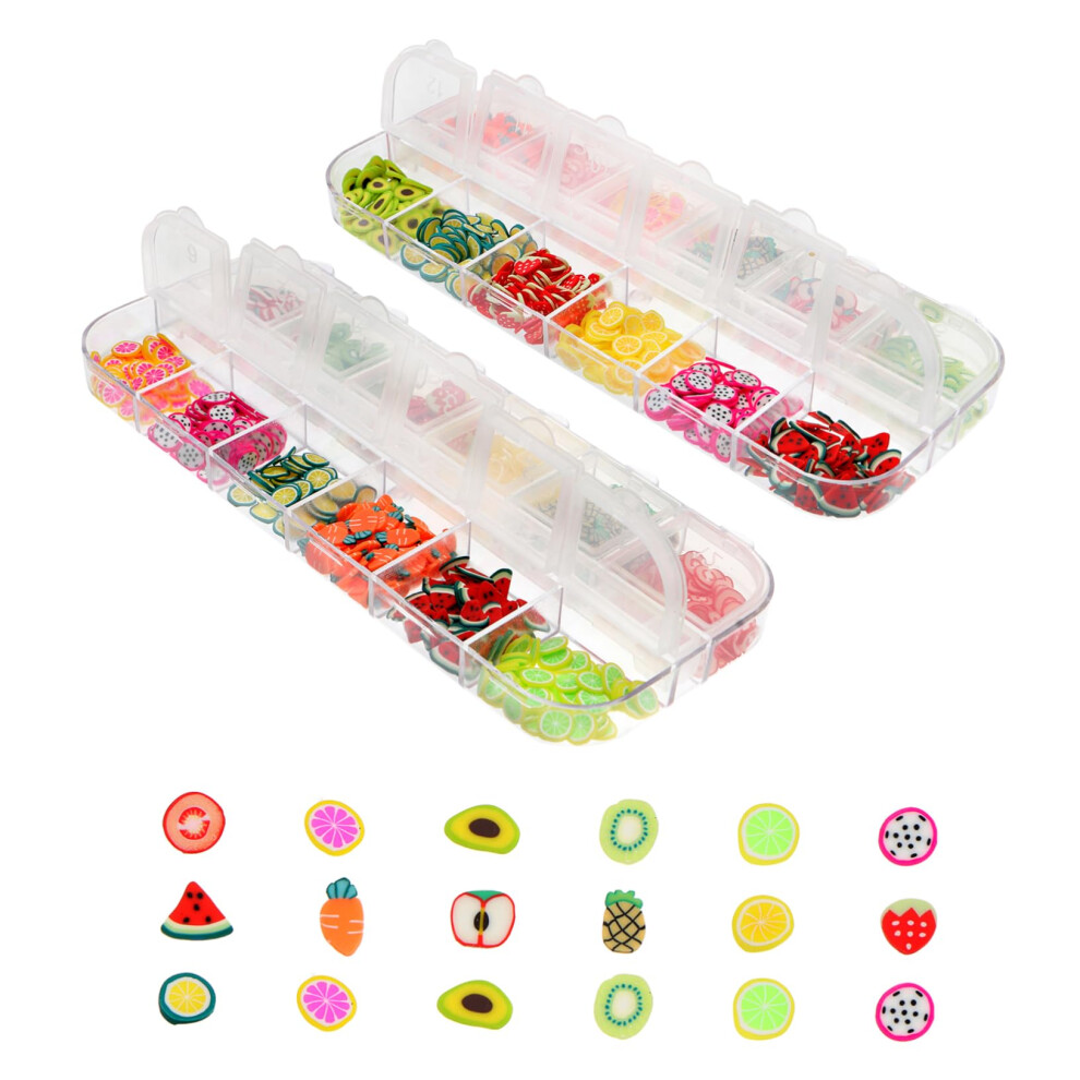 Nail Art Decorations Polymer Clay Fruit Slices Sequins Set for DIY Manicure and Craft Projects
