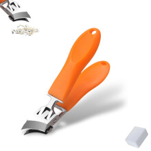 Stainless Steel Wide Jaw Toenail Clippers for Thick and Ingrown Nails with Curved Blade Edge (Orange)