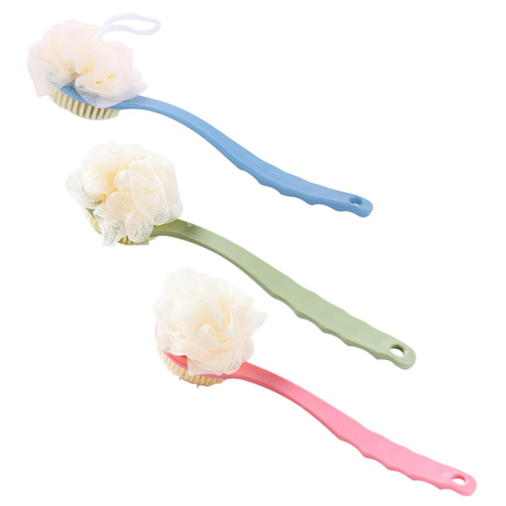 Back Scrubber Bath Brush with Long Curved Handle, DualSided Exfoliating and Massaging Set of 3
