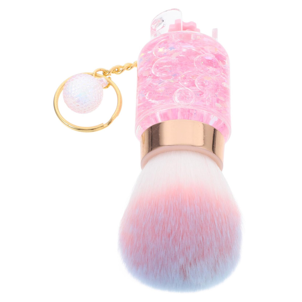 Pink Makeup Brush With Soft Fine Bristles For Blush Powder And Nail Dust Removal, Ergonomic Handle