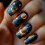 Black Starry Sky Press on Nails Medium Coffin False Nails with Star Moon Design 24pcs Reusable 1