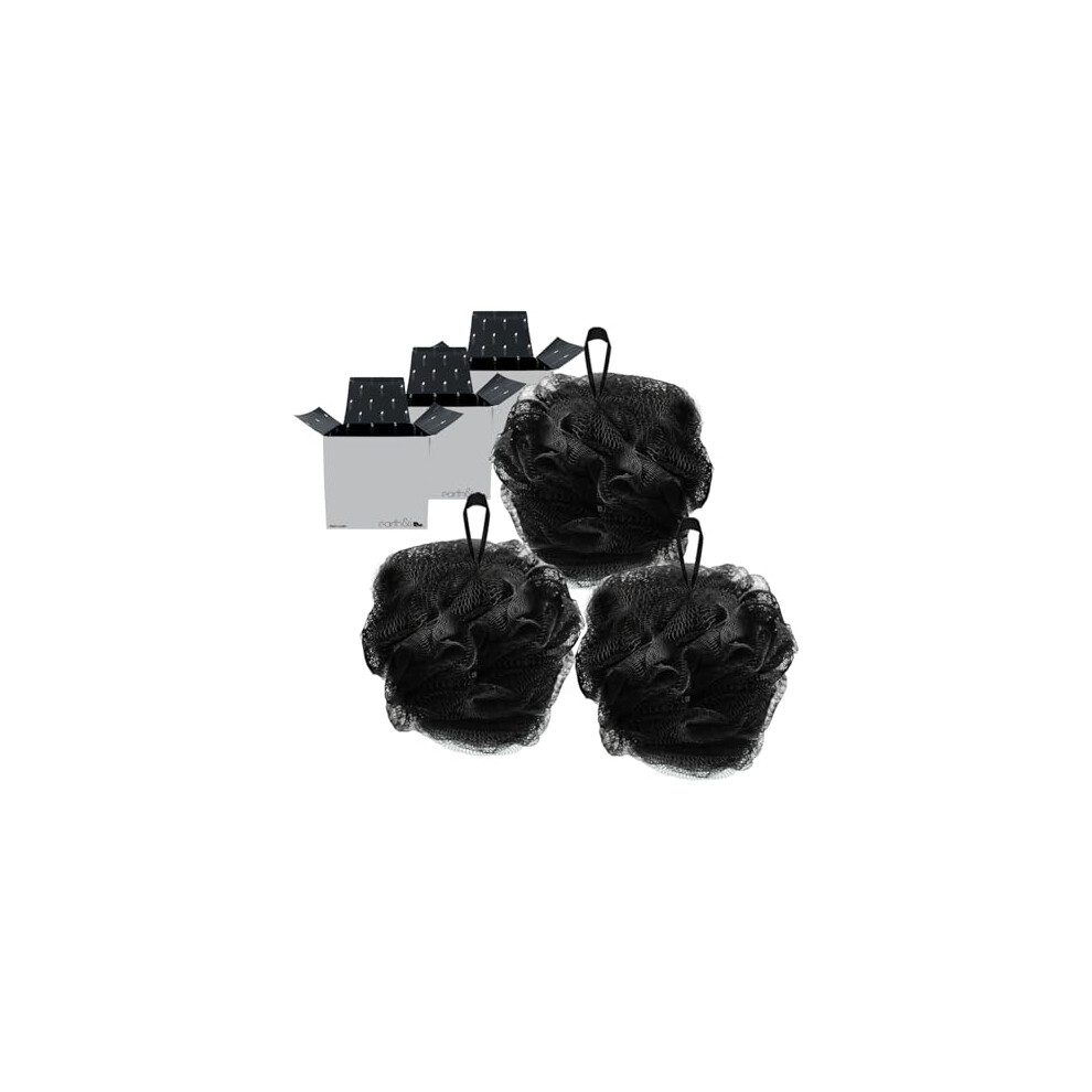 Loofah Body Scrubber 3 Pack with Dual Texture and Charcoal Infused Surface for Men's Shower
