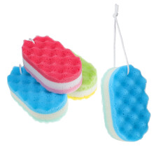 4 Pcs Tri Layer Bath Sponge Set with Loofah Shower Scrubber for Gentle Exfoliation and Rich Lather
