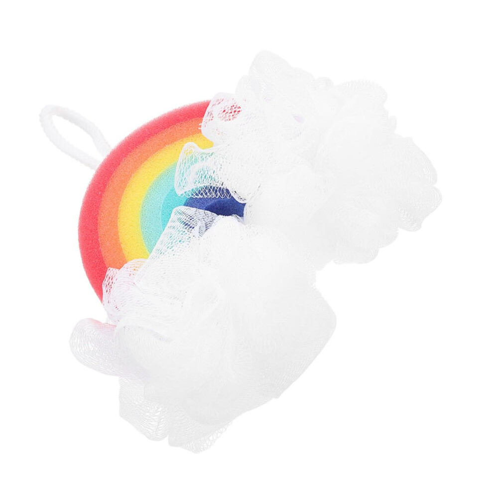 Light Rainbow Bath Sponge With Gentle Skin Exfoliation And Rich Lather For Shower And Body Scrubbing