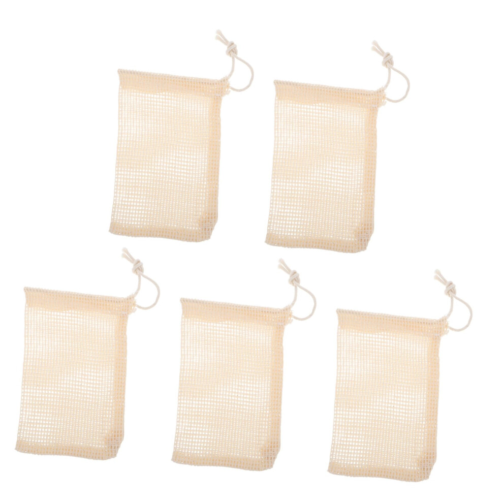 5pcs Natural Sisal Soap Pouch Exfoliating Soap Bag with Drawstring for Rich Lather Shower Travel