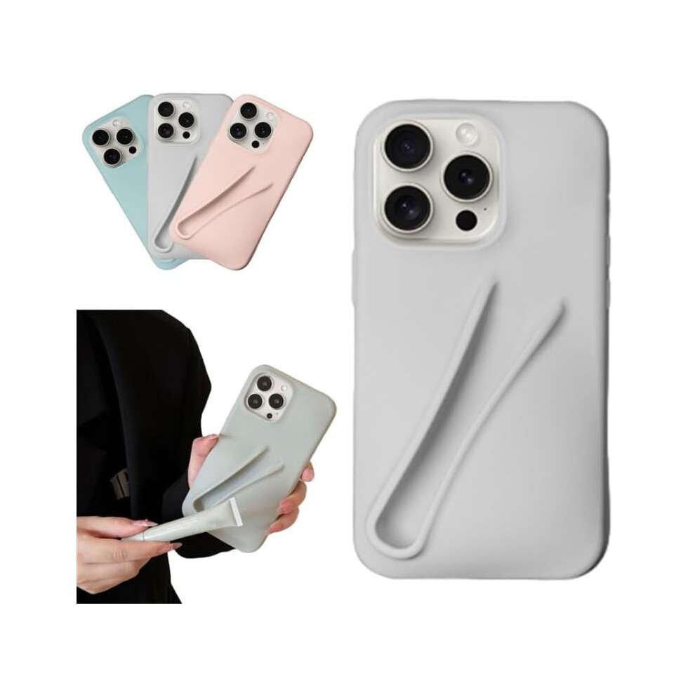 Lip Gloss Phone Case For Iphone 16 2 In 1 Silicone Design With Builtin Holder And Shockabsorbing Protection Gray 9073542524557