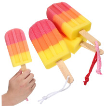 3 Pcs Exfoliating Bath Sponge Brush Set with Cute Ice Cream Design for Gentle Skin Cleansing in Shower