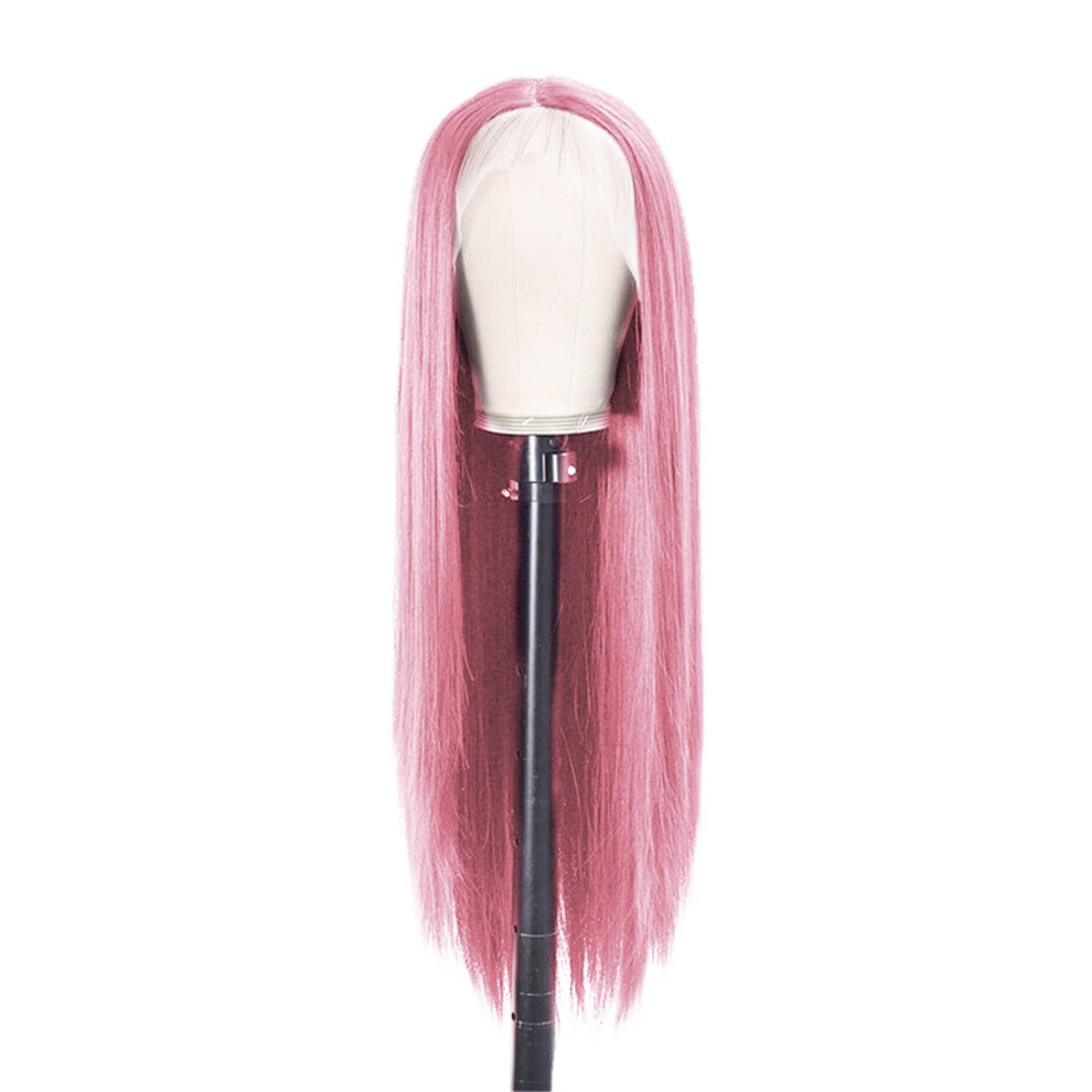 Unisex 14 Inch Middle Part Lace Front Wig Heat Resistant Synthetic Fiber Glueless Natural Hairline