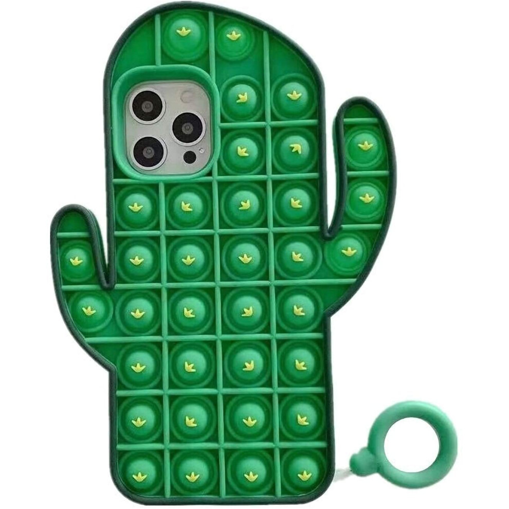 Fidget Phone Case For Iphone 12, Cactus Design Pop It Bubble Cover, Stress Relief Protective Shell 9169991481494