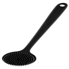 Silicone Bath Brush with Long Handle Reach, Gentle Bristles and NonSlip Grip, Black