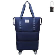 Large Capacity Travel Bag with Wheels, ThreeLayer Expandable Foldable Duffle Bag with Removable Universal Wheels, Blue