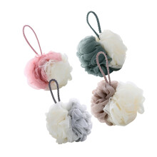 4pcs Large Mesh Bath Sponge Set for Rich Foam and Gentle Skin Exfoliation, Beige Grey Shower Pouf