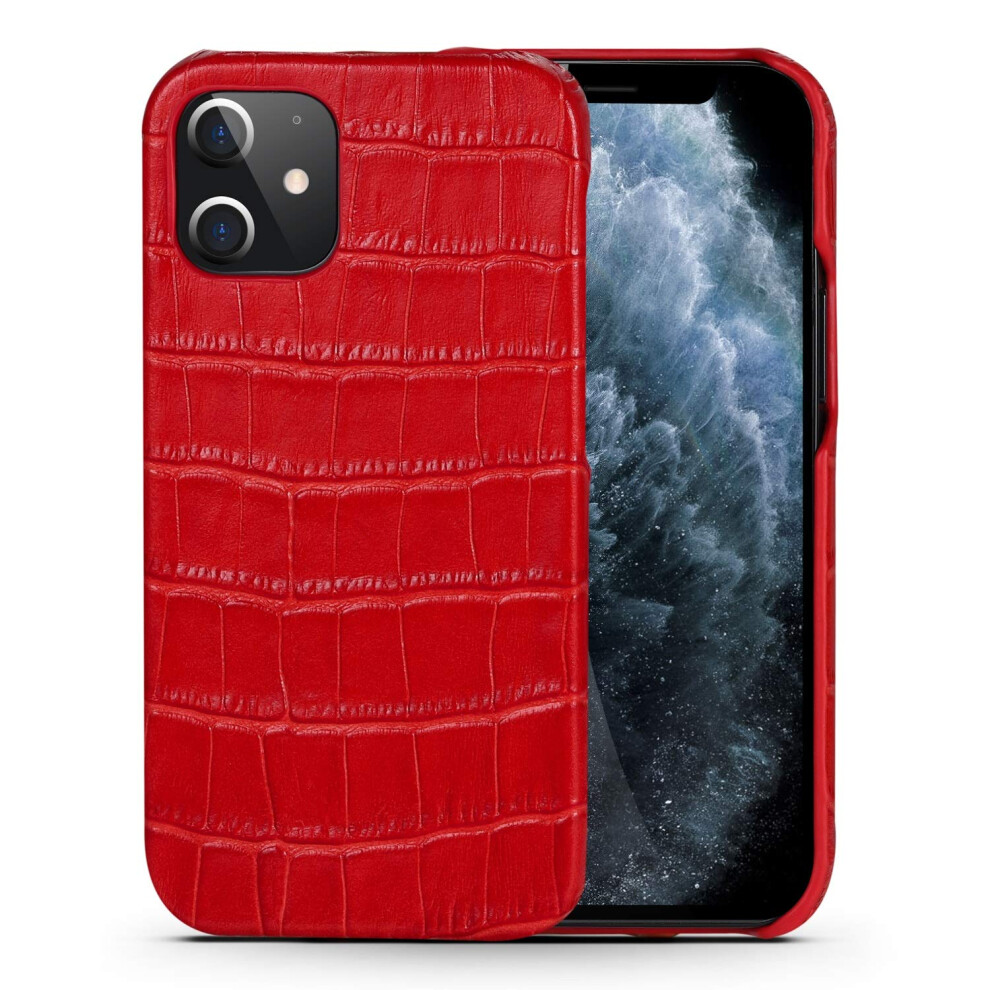 Leather Case Crocodile Pattern Cover Shockproof Slim Protective 6.1 Inch For Iphone 12 Red 9073542525141