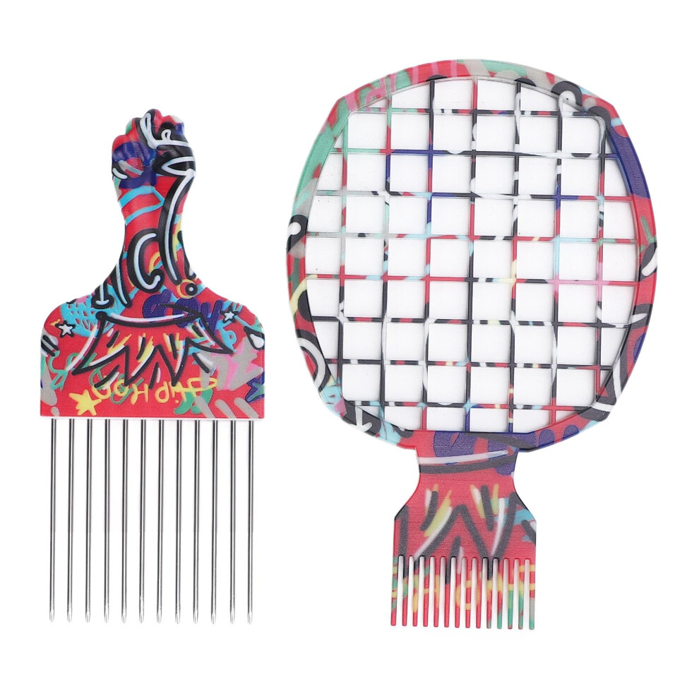 Unisex Afro Hair Pick Comb With Steel Pins, 2 In 1 Curl Defining Twist Comb For Thick Curly Hair