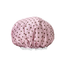 Waterproof Shower Cap for Women, Reusable Double Layer with Comfortable Elastic Fit for All Hair Lengths