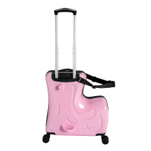 Kids Ride On Suitcase with Wheels and Password Lock, Toddler Carry On Luggage, Bright Pink 20 Inch