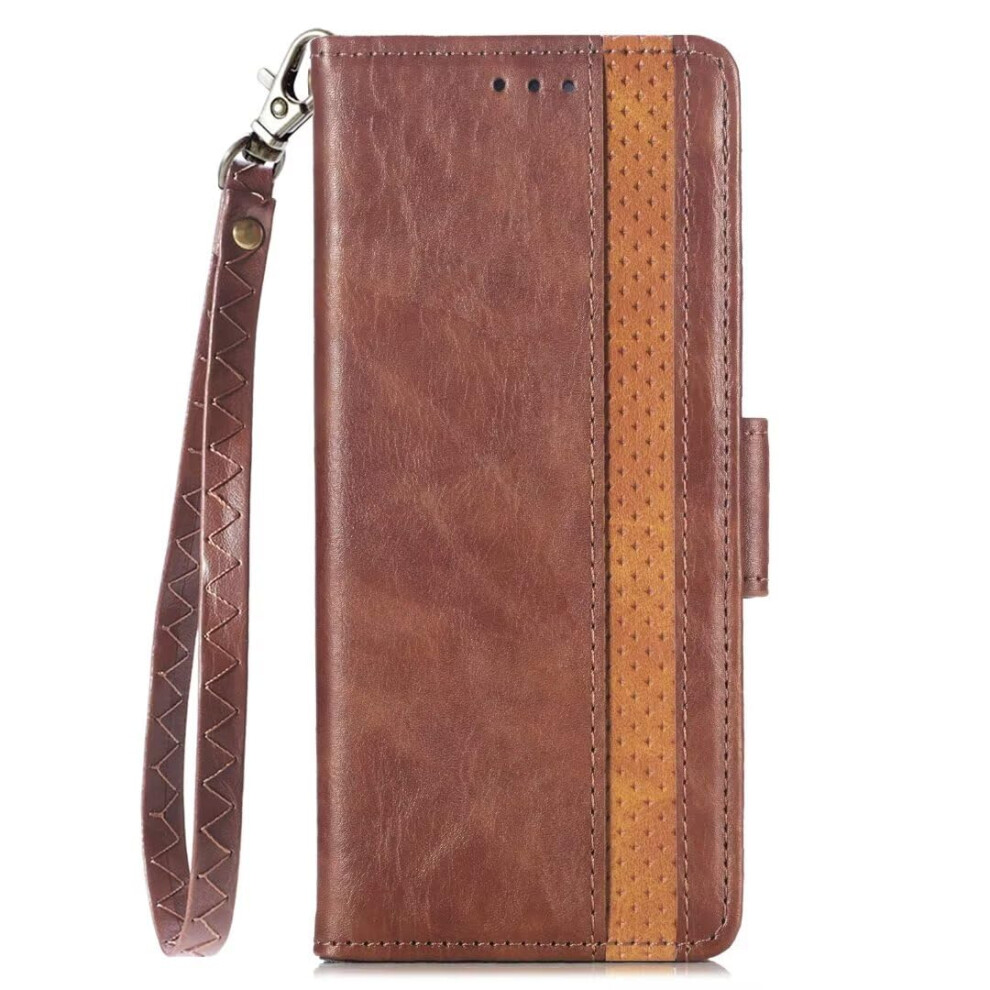 Dark Leather Wallet Case With Card Slots, Double Magnetic Lock And Foldable Stand For Realme Narzo 30 5G Brown 9169991484181