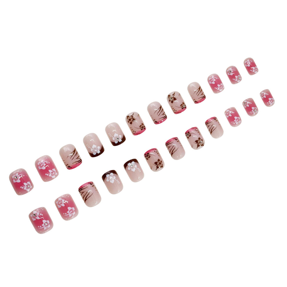 Roc-Electron 24Pcs Blush French Tip Fake Nails For Women
