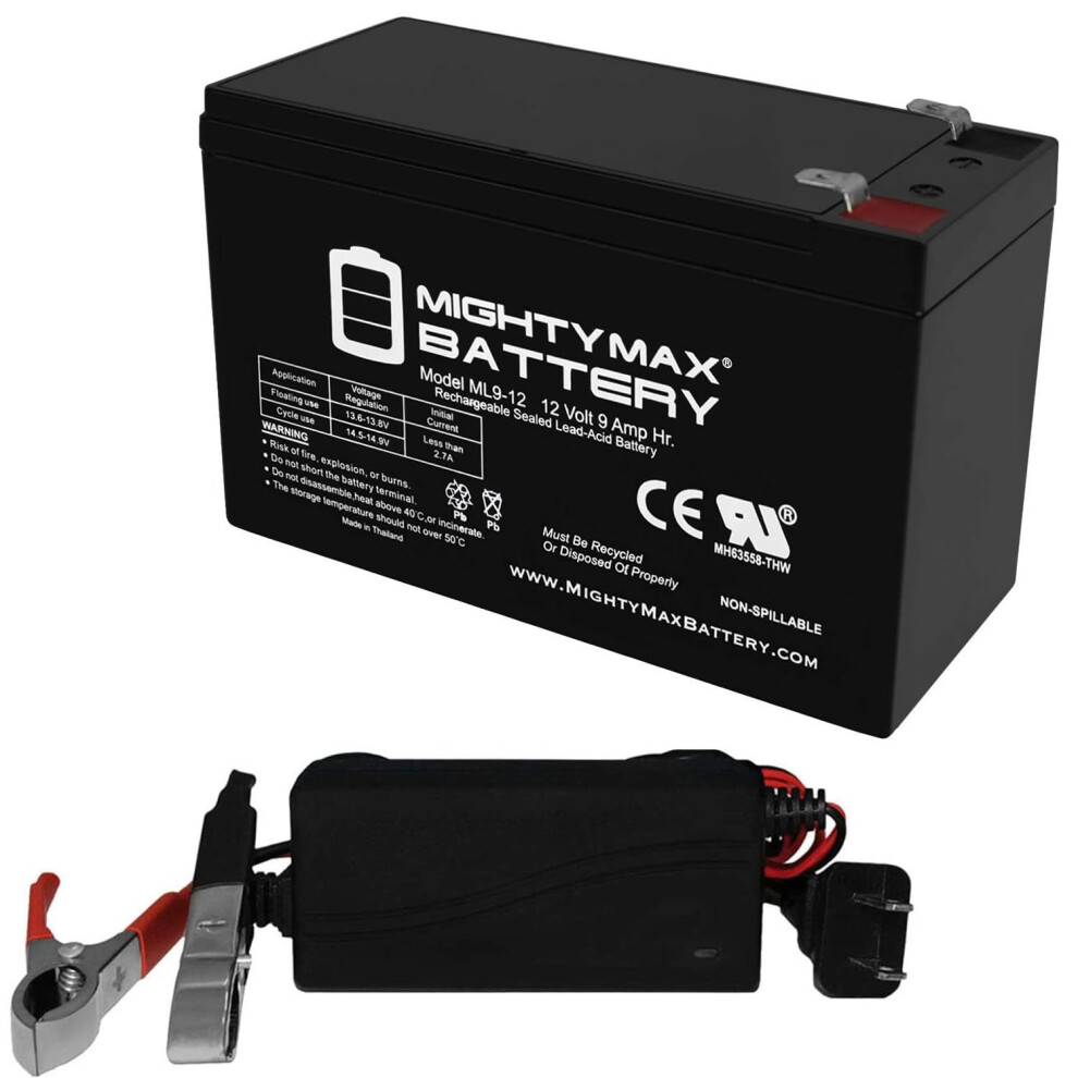 12V 9Ah Sla Battery And Charger, Maintenanceâ Replacement For Dell Dl1400rm, Leakproof LongâLife Power 9771547571384