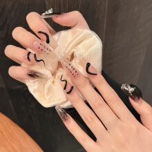 (XS) Eco-Friendly Black Press-On Nails for Stage Wear