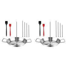 2X Vertical Skewer for Grill & Oven - Stainless Steel Al Pastor Skewer with Gyro Pan, 10 Adjustable Spikes (6-14Inch)