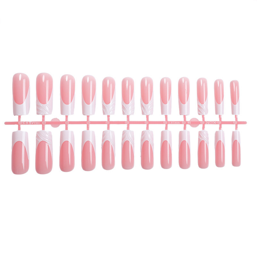 Zhouq-Outdoors Pink French Tip Press On Nails - Comfy & Stylish