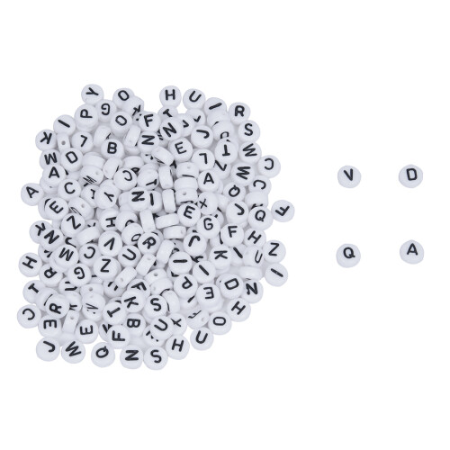 200 X Coin Plastic Alphabet Letter Loose Beads 0.27"