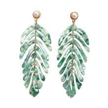 (Gold) Boucles d'oreilles feuilles acrylique femme