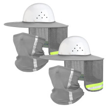 Sonnenschutzhelm mit Nackenschutz, Hoher Sichtbarkeit, Breiter Krempe, Atmungsaktivem Netzgewebe und Halswärmer, Bandana und Gesichtsschal