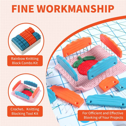 Knit Blocking Pin Kit, 20pcs Knit Blockers Combs for Crochet Knitting Blocking Board Mats, Knit Blocking Pins 2