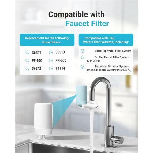 Faucet Water Filter, Replacement for  Filter 36311, FR-200, FF-100,  Tap System, White, 4 Pack 1