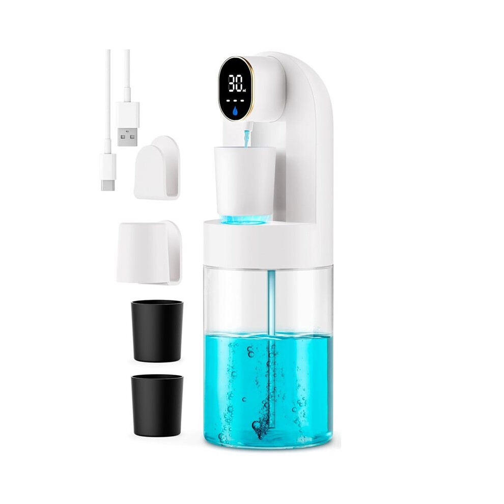 Mouthwash Dispenser, 600ml Automatic Electric Wall Mounted with 4 Modes & Magnetic Cups