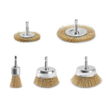 5pc Wire Wheel Brush Set for Drill 1/4" Hex Shank for Rust,Scale,Paint Removal,Wood Polishing,Weld Seam Finishing