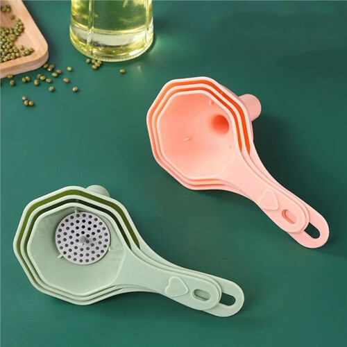 2 Sets Small Multi-Function Kitchen Funnel Set with Built-in Strainer-Ideal for Bottles,and Juice in Cooking and Baking 2