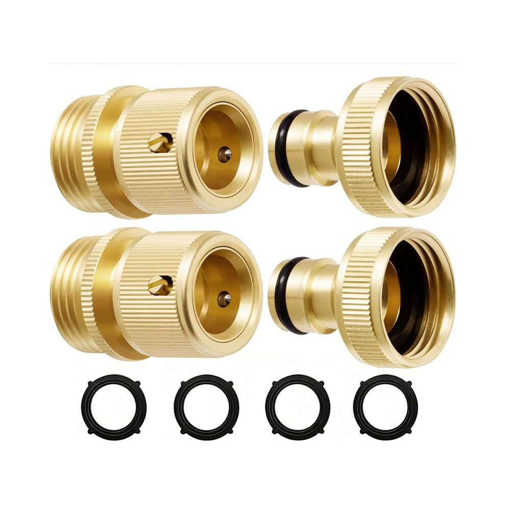 Garden Hose Quick Connectors,Duty Solid Brass 3/4 Inch Ght, Universal Leak-Proof Fittings For Water Hose Connection 4714239738844