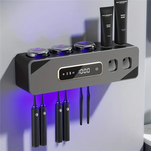 UV Sanitizing Toothbrush Holder  Wall-Mounted Toothbrush Organizer with Automatic Toothpaste Dispenser 1