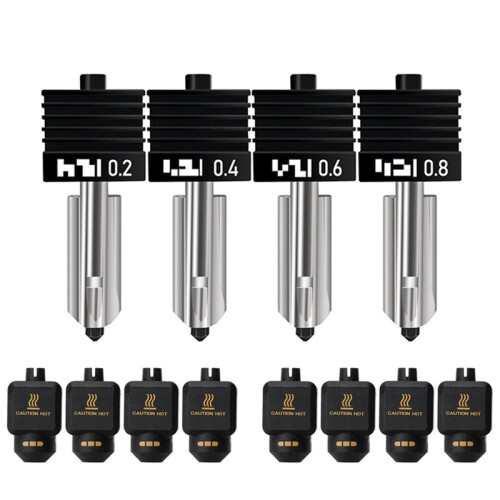 4set for  P2S Removable Hardened Steel Nozzle Hot End 3D Printer Replacement Hotend W/4pcs Silicone Socks