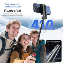 Bastão de Selfie 3 em 1, Tripé Portátil Extensível com Controle Remoto e para Zoom para Celular, Estabilizador para Vlogs