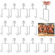 15 Pcs Meat Hooks, Stainless Steel Double Smoker Hooks Roast, 5 X 2.8 Inch Meat Hangers for Hanging Bacon Hams BBQ Grill