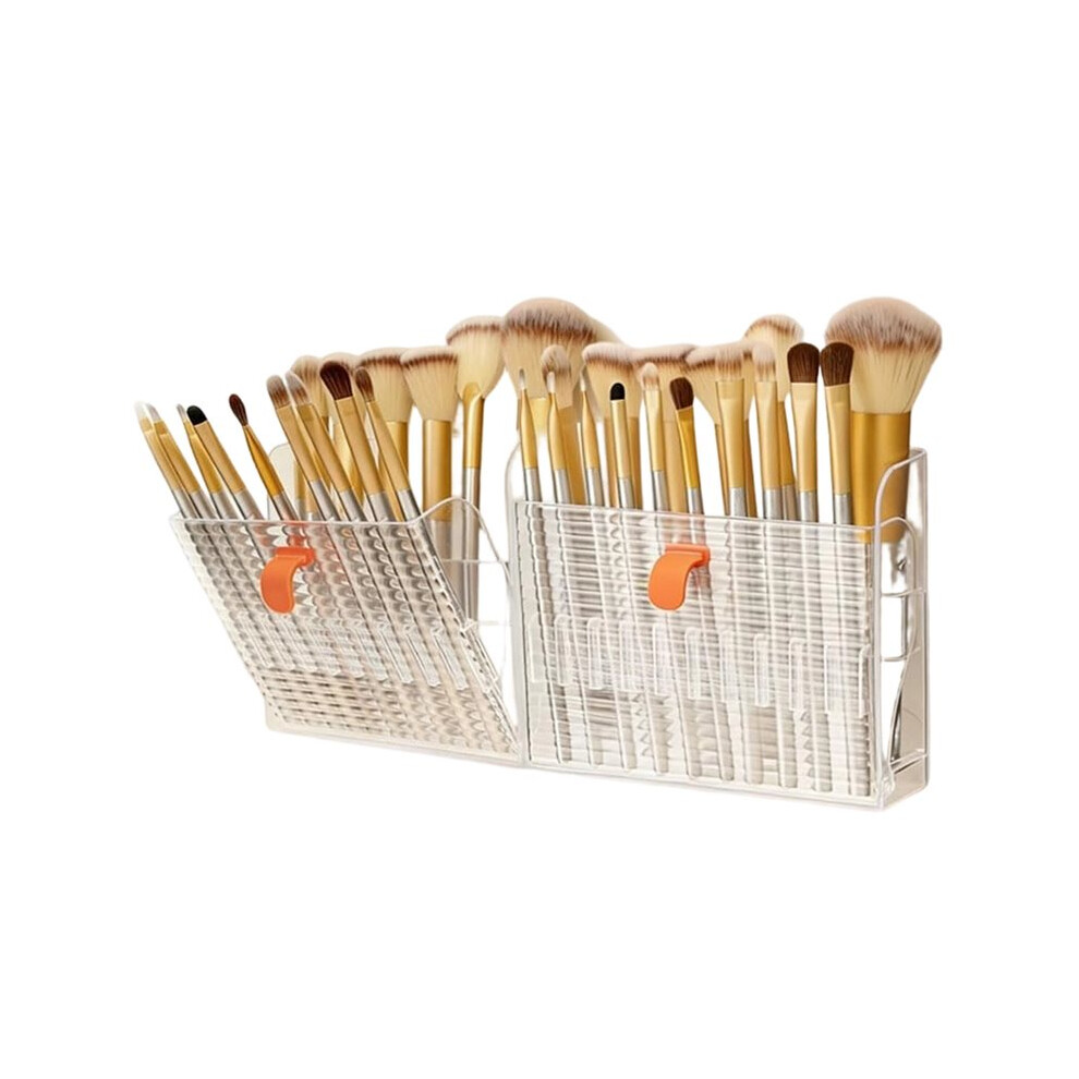 2 Pack Wall Mount Makeup Organizer, 16-Slot Holder for Eyeliners, Lip Liners, Brushes