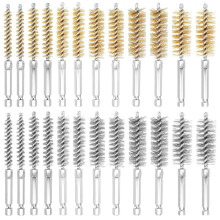 24pcs Bore Brush for Drill Wire Bore Brush Set Stainless Steel Brass Drill Cleaning Brushs with Handle Wire Brushs